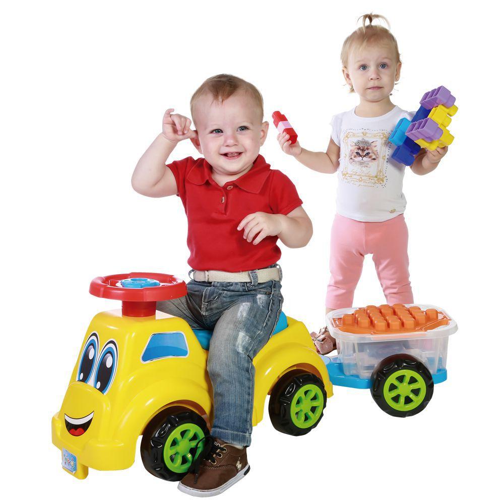 Carrinho andador infantil c/ trailer e blocos de montar totoca baby ...