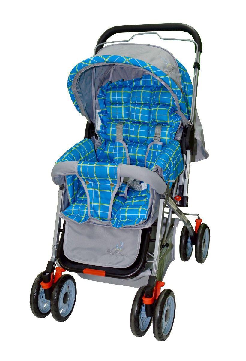 Carrinho Bebê Passeio Menina Menino Reclinável Vira Berço Alça Reversível  com Mosquiteiro Bamboo Azul + Bolsa - Carrinho de Bebê - Magazine Luiza