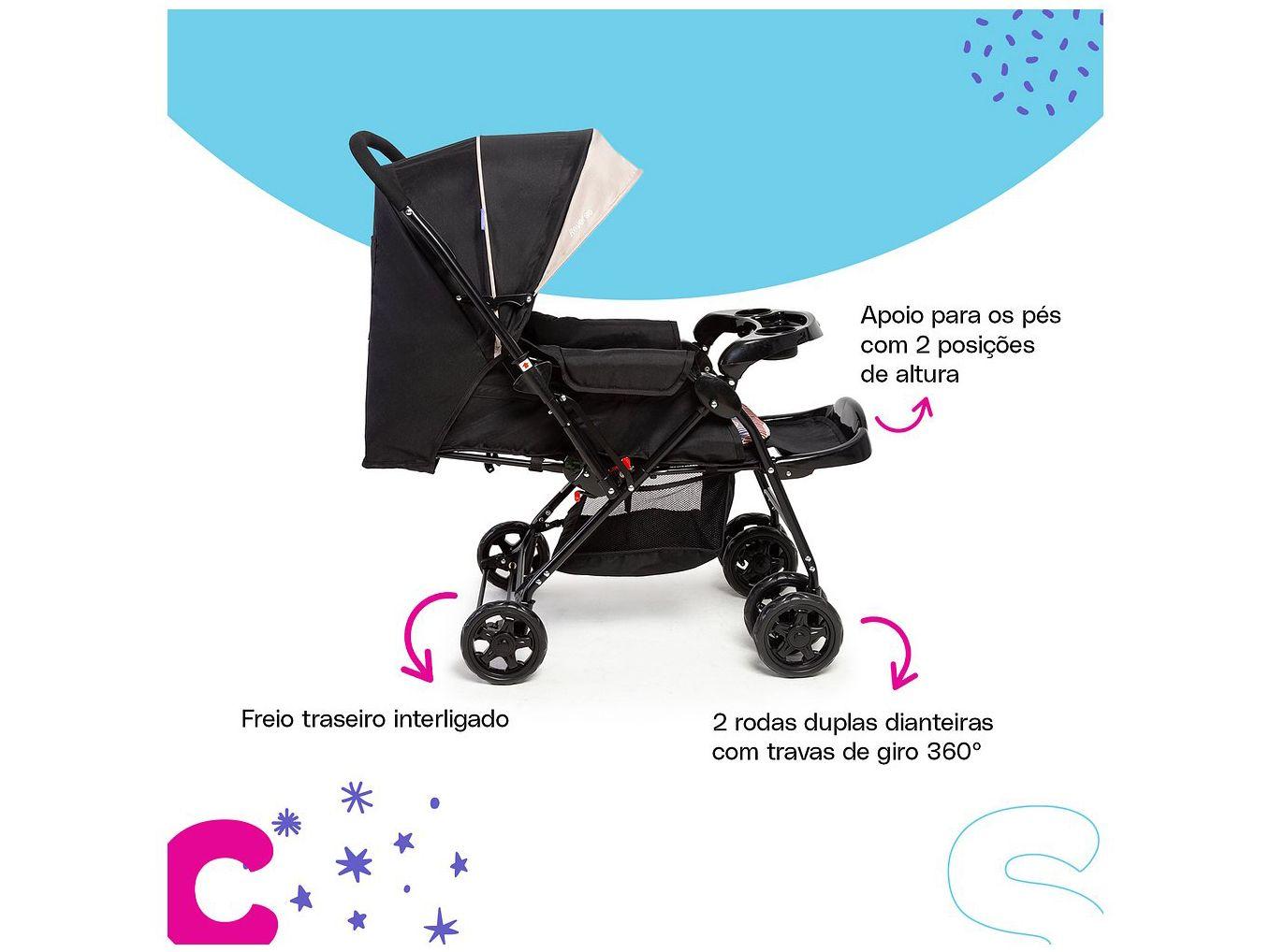 Carrinho de Bebê com Bebê Conforto Cosco Kids Travel System Reverse 4 Rodas 0 a 15kg