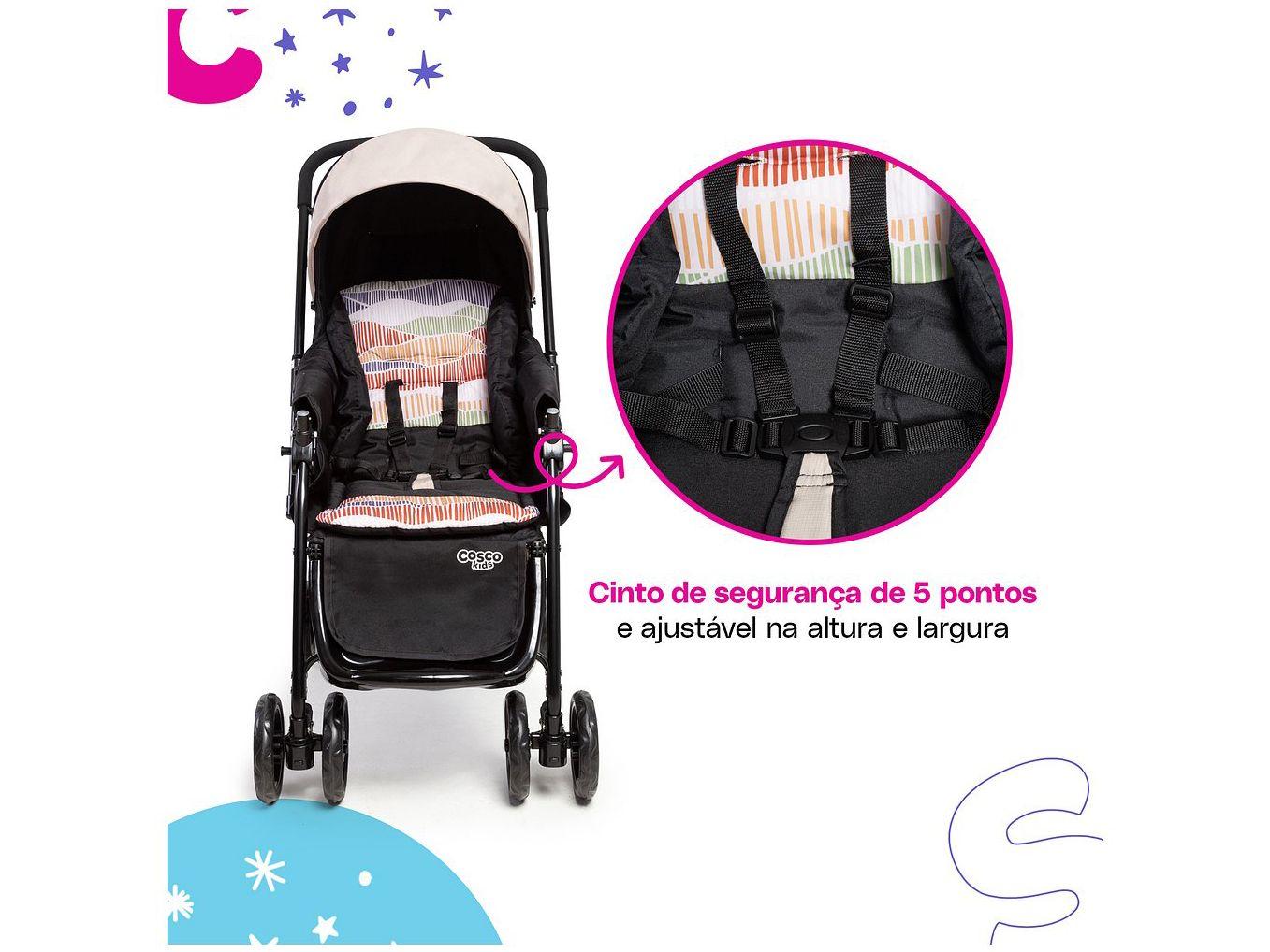 Carrinho de Bebê com Bebê Conforto Cosco Kids Travel System Reverse 4 Rodas 0 a 15kg