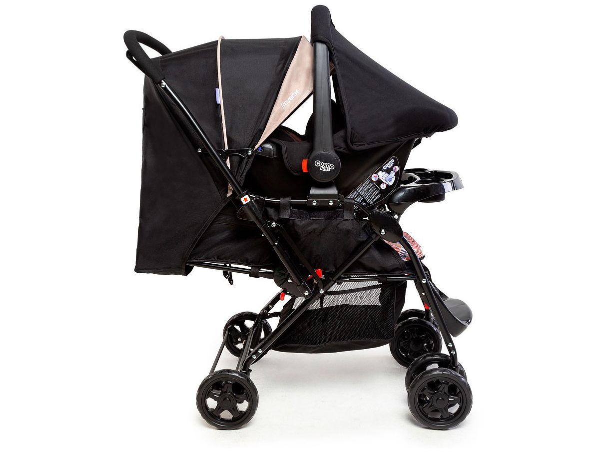 Carrinho de Bebê com Bebê Conforto Cosco Kids Travel System Reverse 4 Rodas 0 a 15kg