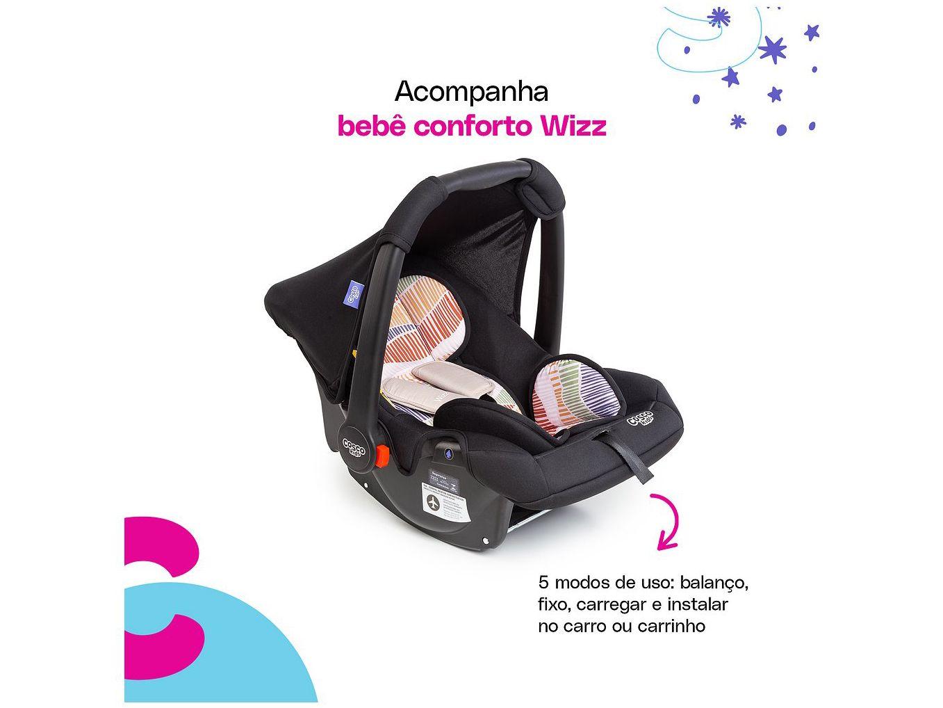 Carrinho de Bebê com Bebê Conforto Cosco Kids Travel System Reverse 4 Rodas 0 a 15kg