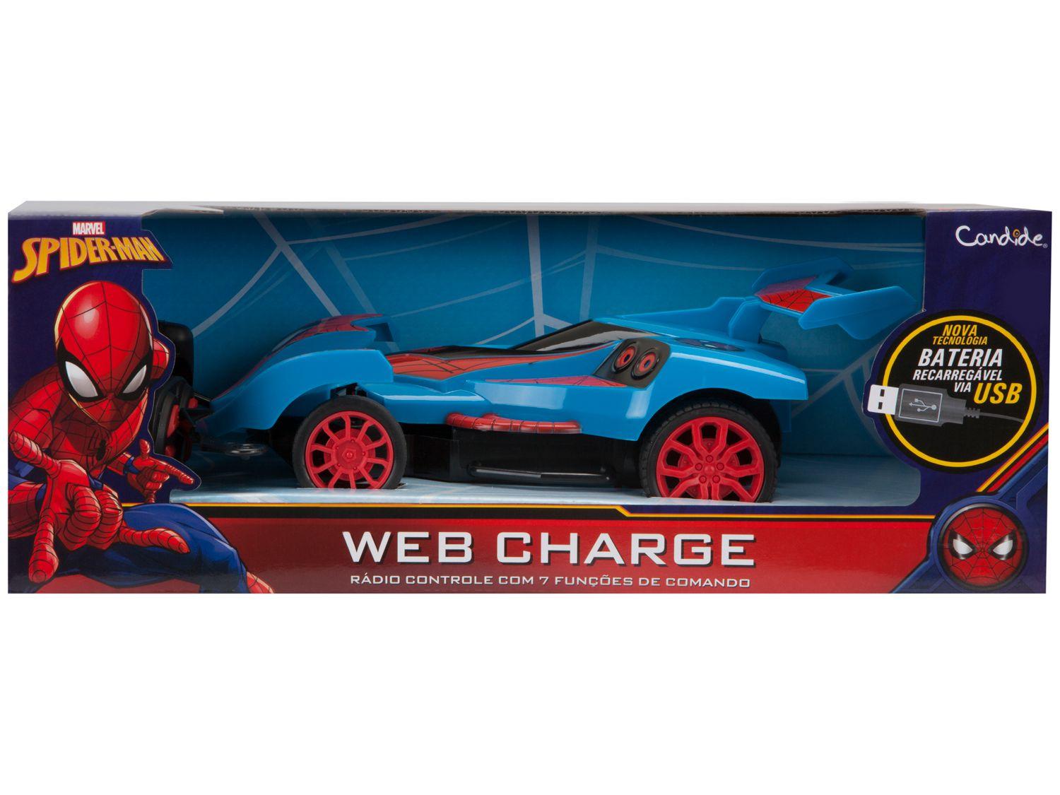 Carrinho Controle Remoto Homem Aranha Web Charge 7 Funções