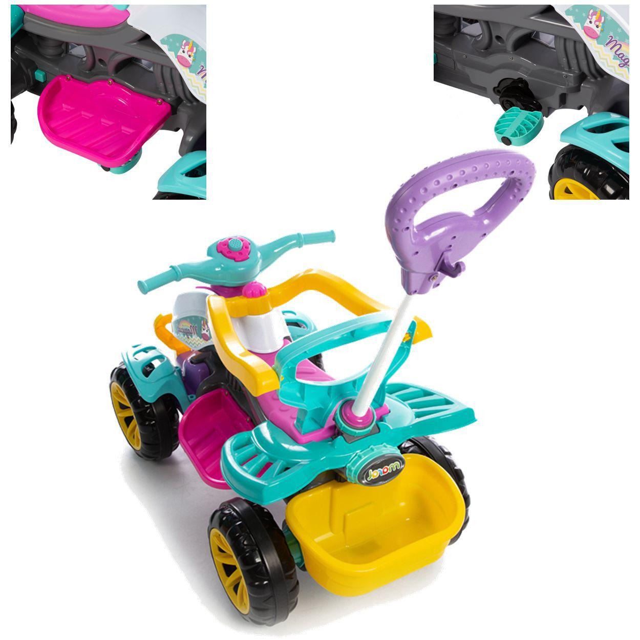 Smart Quad Passeio Pedal Quadriciclo Haste Carrinho Carro Infantil Criança  Meninos Meninas Presente Empurrador Bebê Velotrol