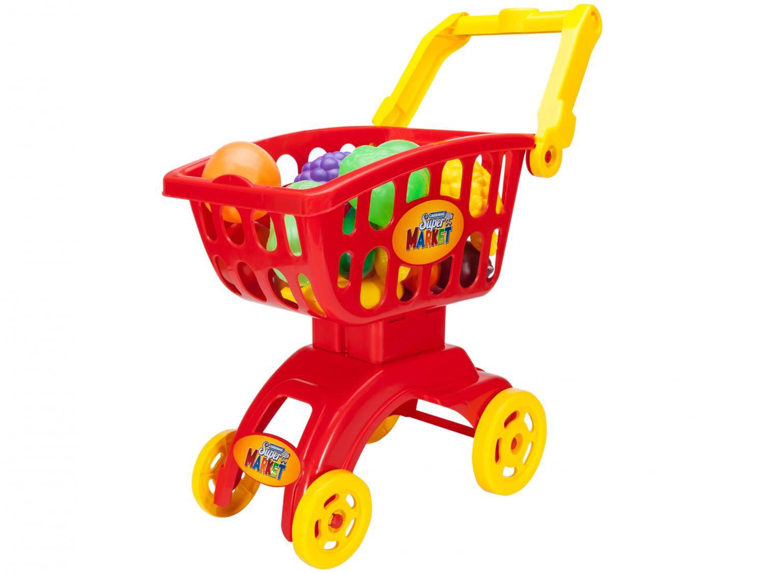 Carrinho de Supermercado de Brinquedo Super Market Braskit com Acessórios