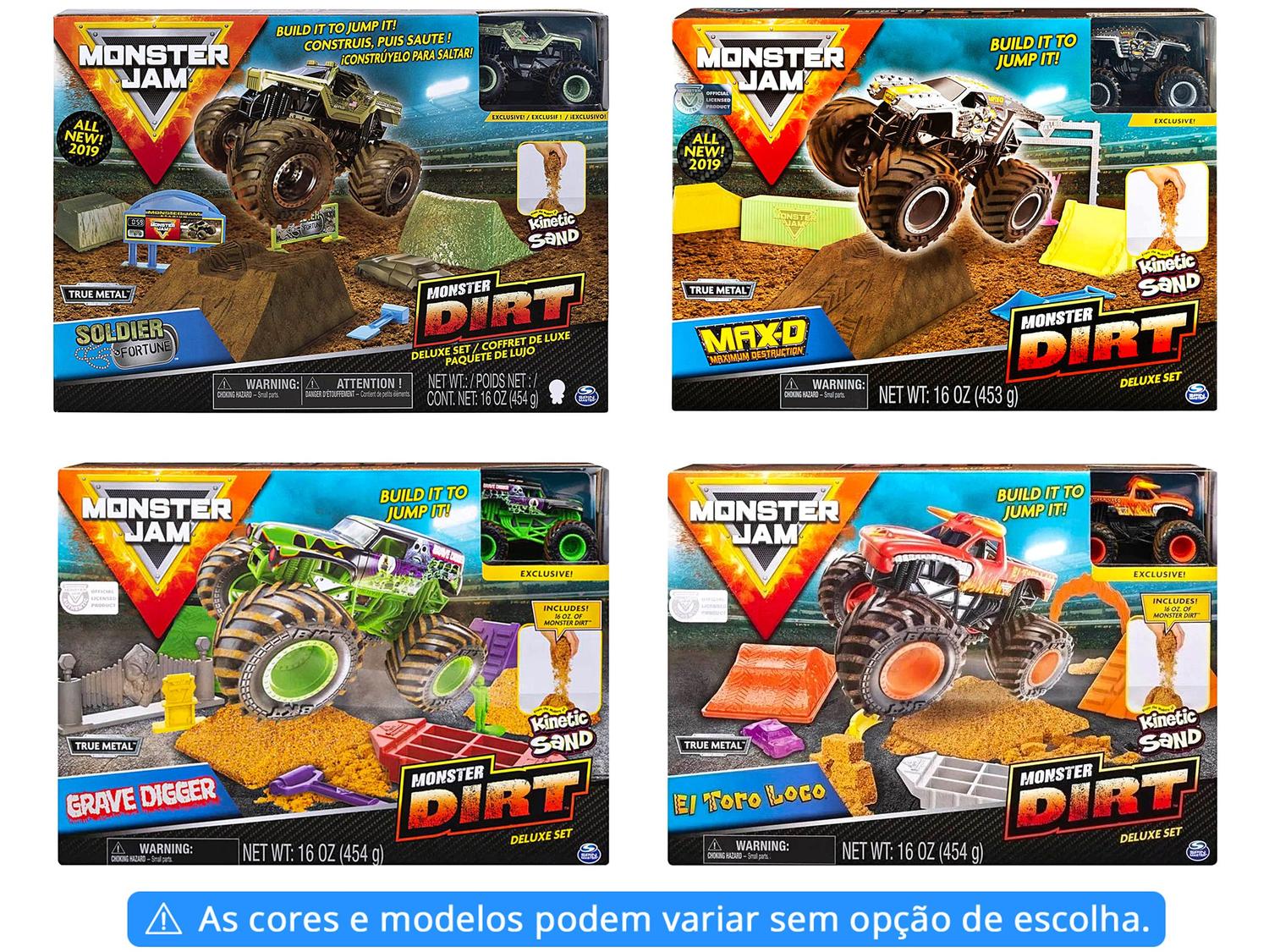 Carrinho Monster Jam com Massa Areia e Acessérios