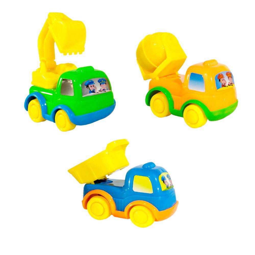 Carrinhos a fricção infantil kit com Betoneira Basculante e Escavadeira ...