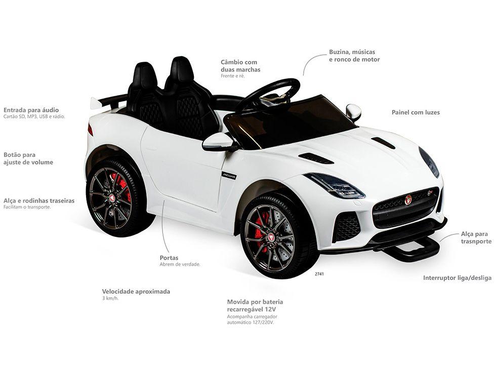 Carro Elétrico Infantil Jaguar Branco Bandeirante