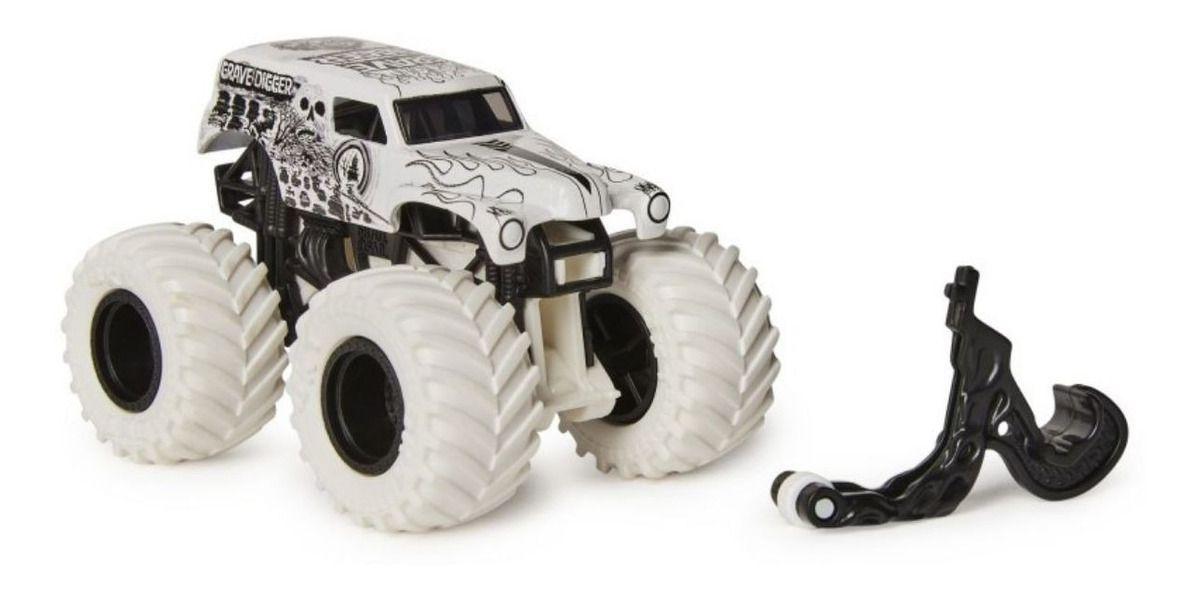 Carro Monster Jam Truck Grave Digger Branco Sunny 2025 Carrinho de