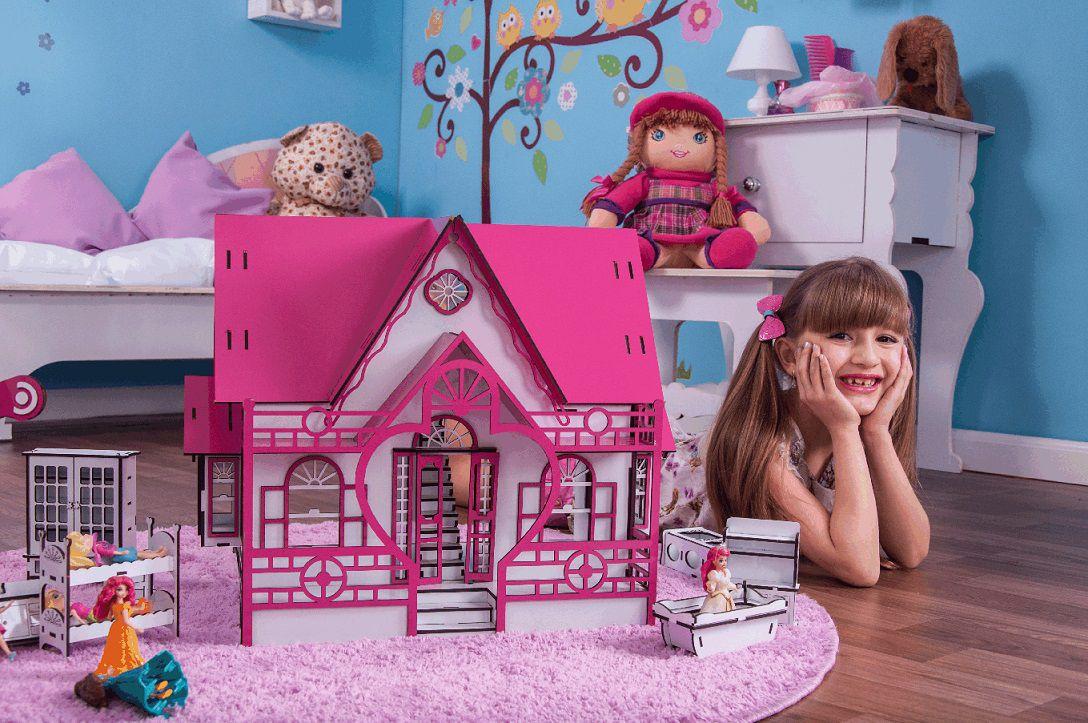 Casa Casinha Para Barbie/polly/lol Grande Mdf Bonecas 30cm em