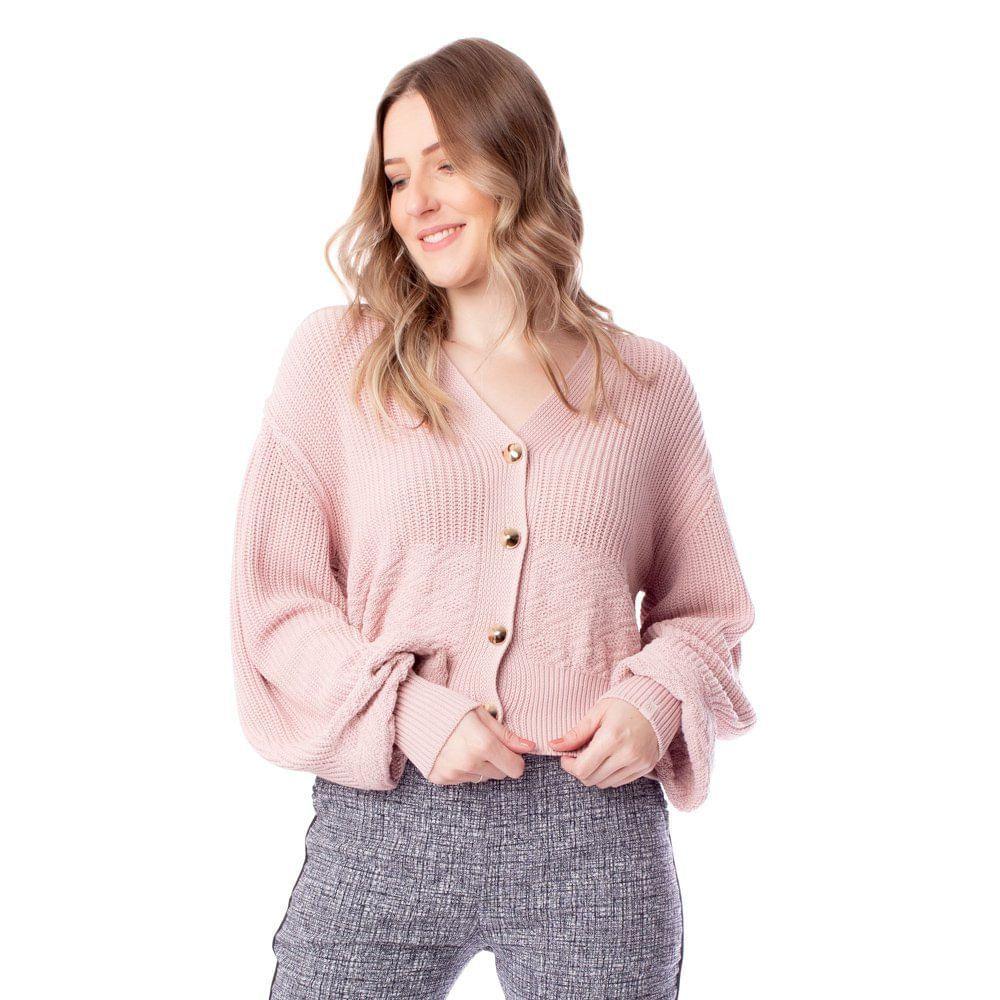 cardigan feminino rosa claro