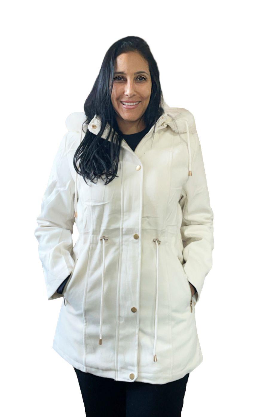 Casaco de lã cheap batido feminino branco