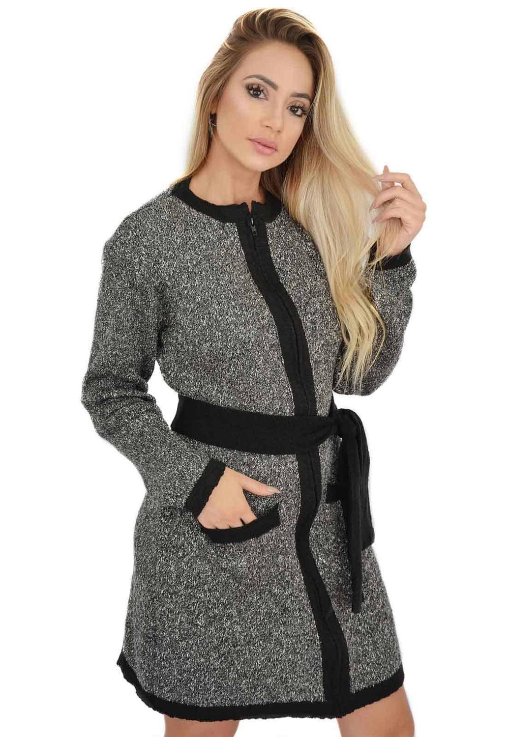 sobretudo tricot preto