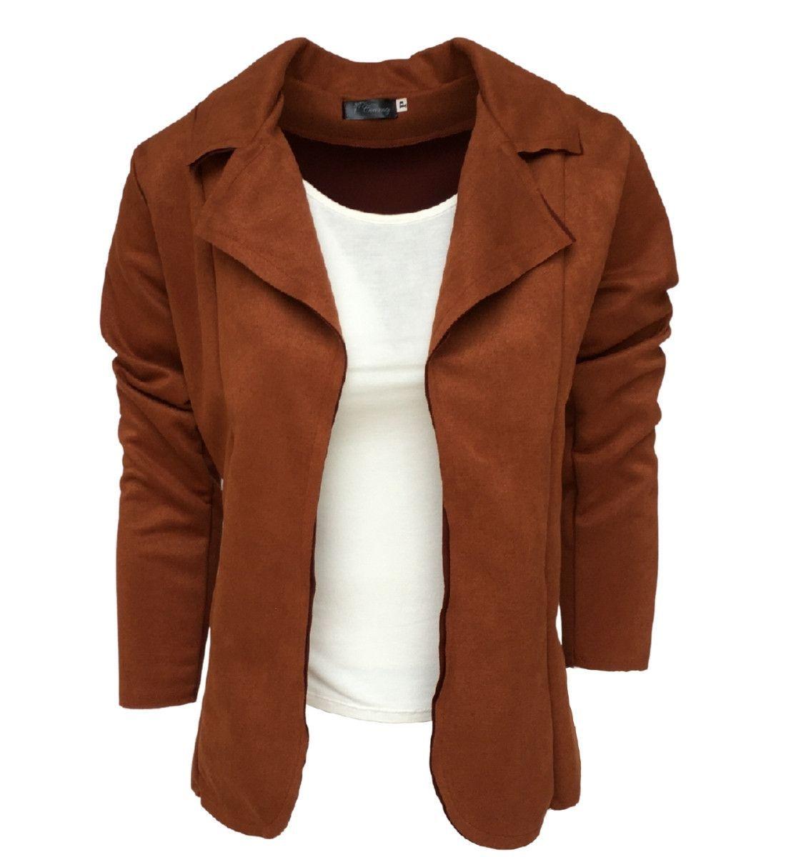 Jaqueta Feminina Casaco Suede Caramelo Casacos Femininos Modernos