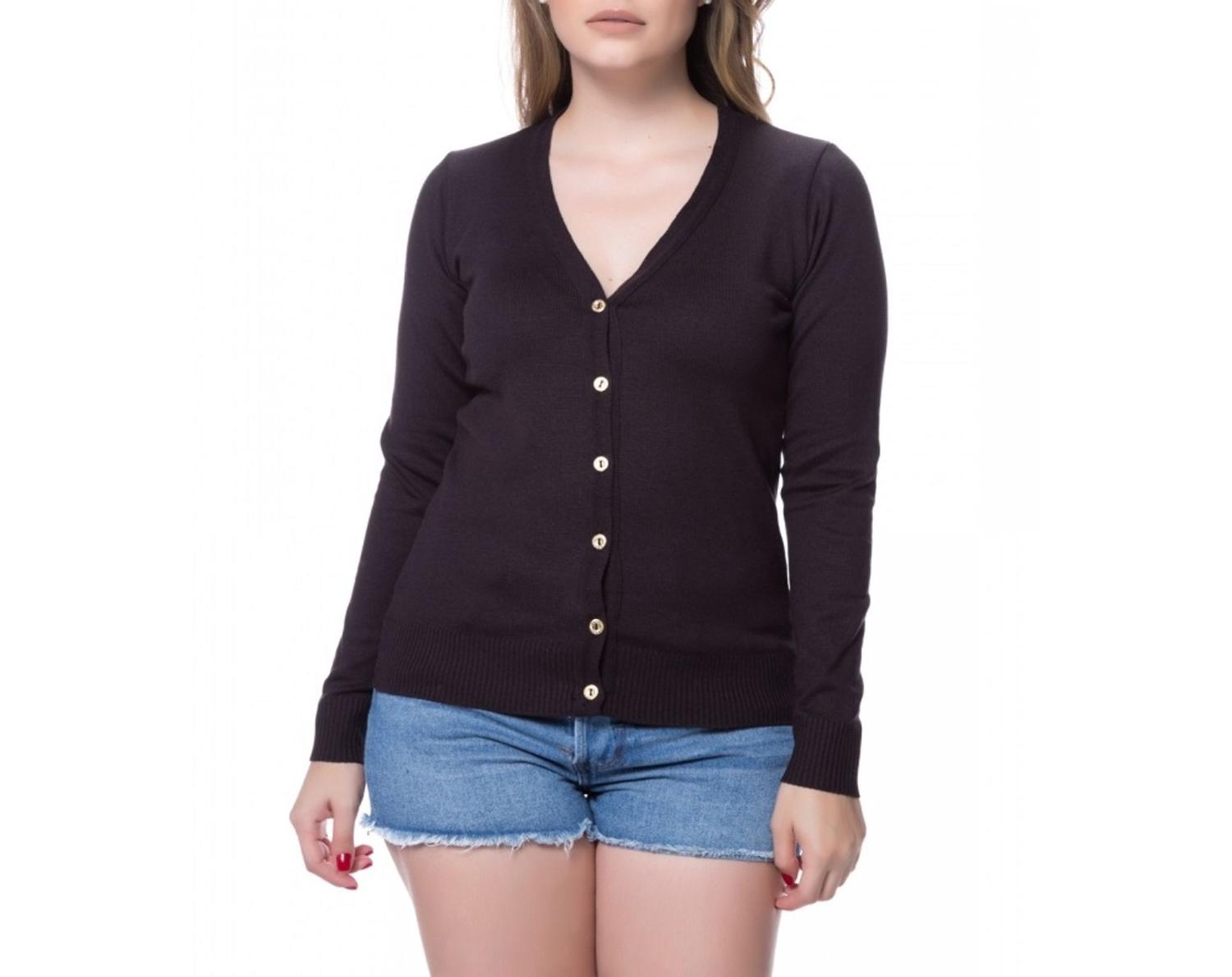 casaco tricot preto feminino