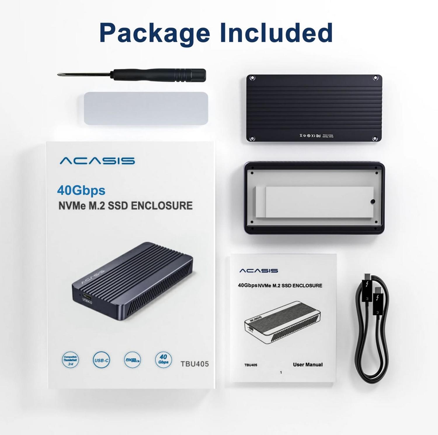 Case Externo SSD Nvme M.2 Thunderbolt 3/4 USB 4.0 Type-C Case Externo SSD Nvme M.2 Thunderbolt 3/4 USB 4.0 Type-C