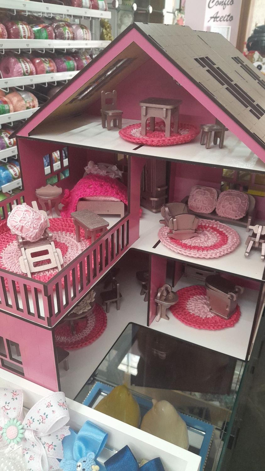 Casa Casinha Boneca Barbie 80cm Polly Mdf c/ 50 Moveis no Shoptime