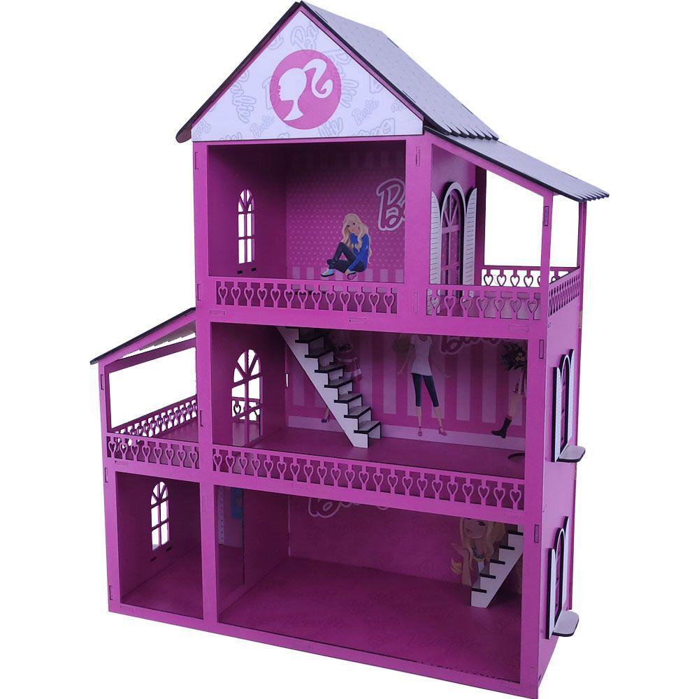 Casinha Casa Boneca Barbie 30 Móveis Tudo Já Montado Mdf no Shoptime