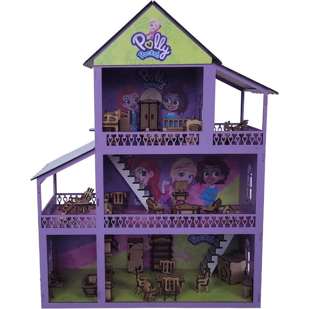 Casa Casinha De Boneca Polly Lol Mdf + 43 Móveis