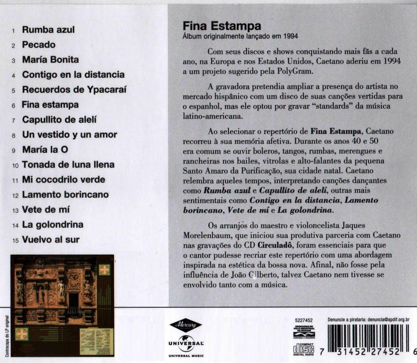 CD Caetano Veloso - Fina Estampa - UNIVERSAL - Música e Shows de MPB - Magazine Luiza CD Caetano Veloso - Fina Estampa - UNIVERSAL - Música e Shows de MPB - Magazine Luiza