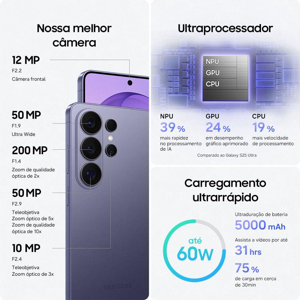 Samsung Galaxy S26 Ultra — cores disponíveis