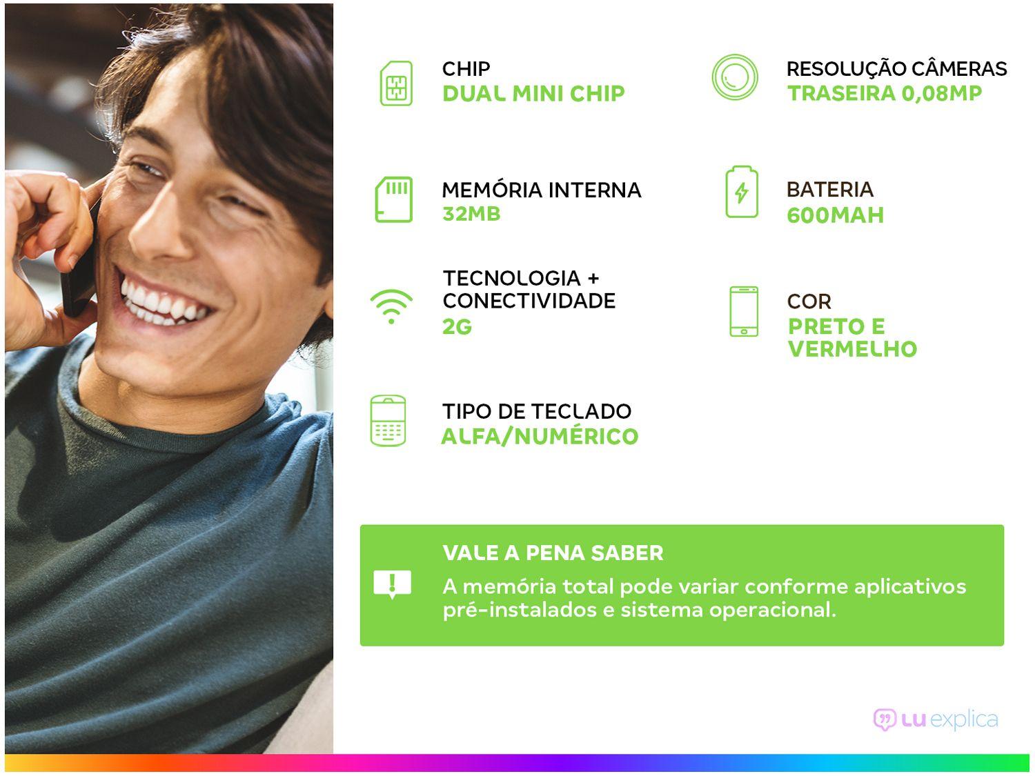 Celular Simples Lenoxx CX904_PV 2G Dual Chip 32MB Desbloqueado