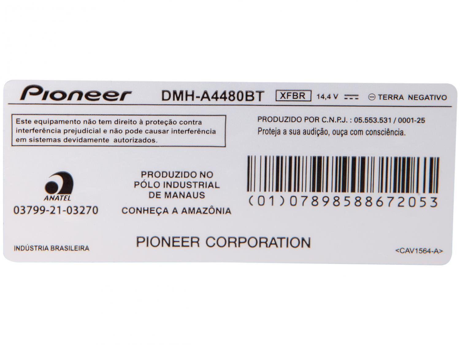 Central Multimídia Pioneer 2 DIN Bluetooth 6,8”
