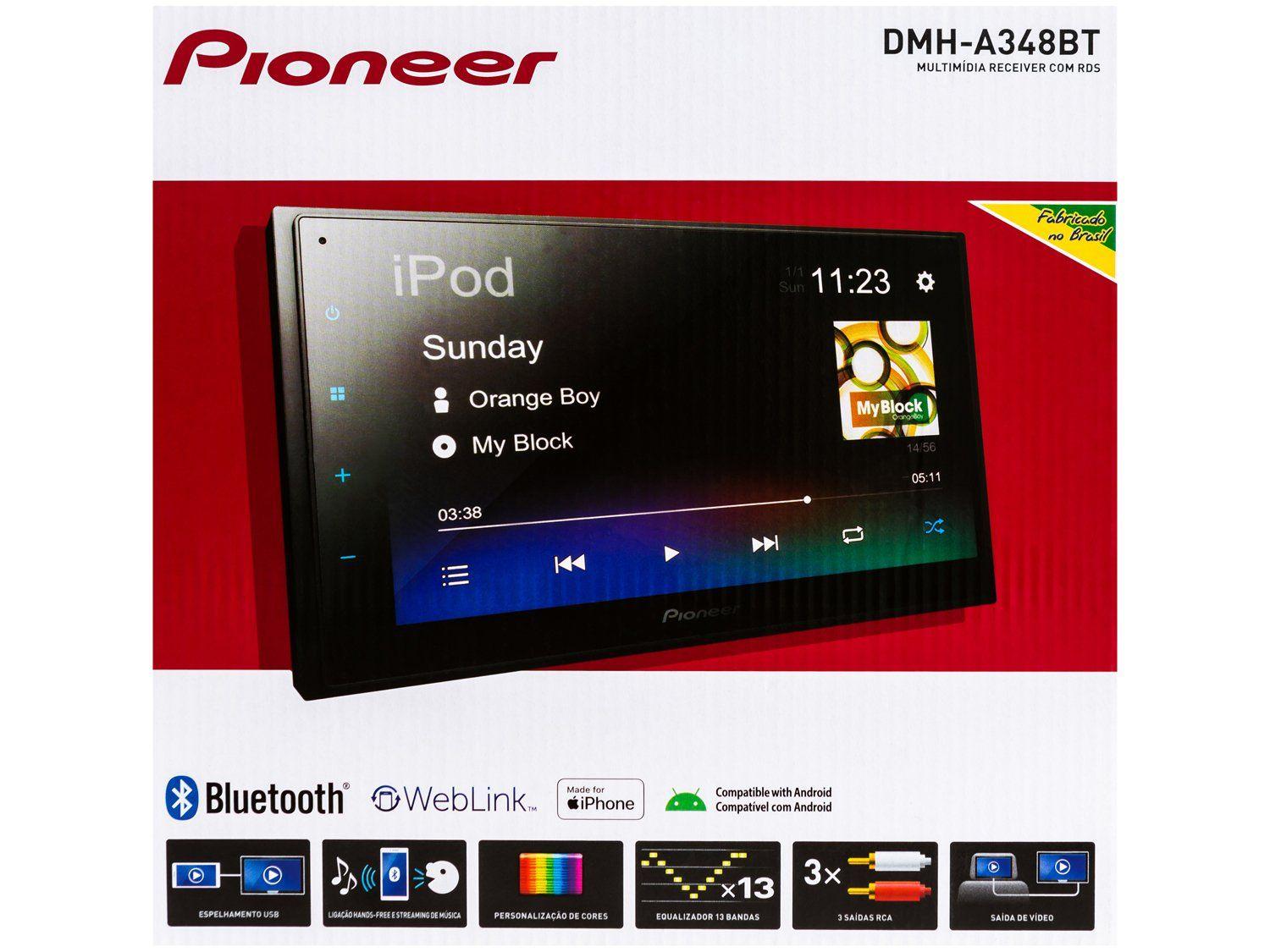 Central Multimídia Pioneer 2 DIN com Espelhamento