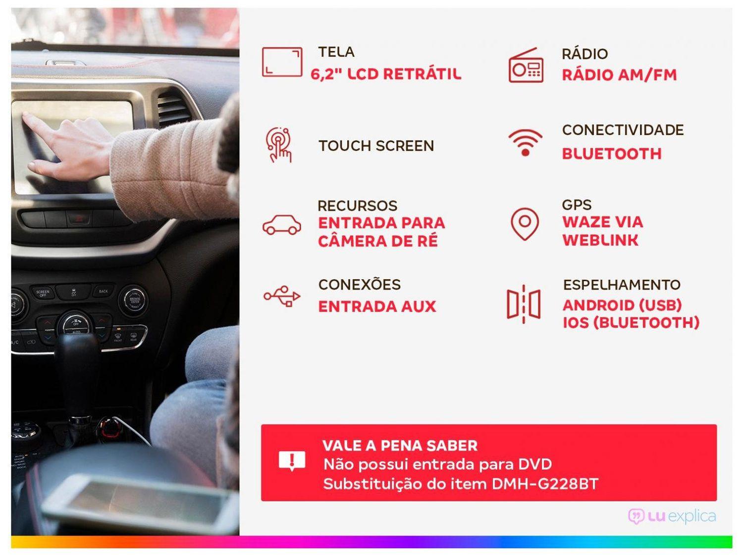 Central Multimídia Pioneer DMH-A248BT Bluetooth