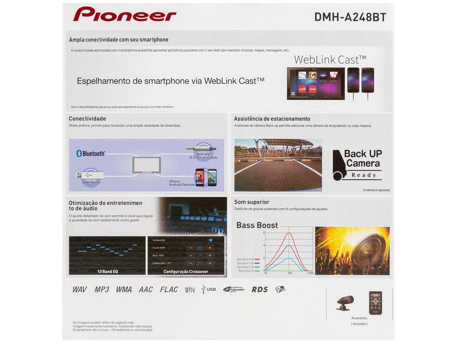 Central Multimídia Pioneer DMH-A248BT Bluetooth