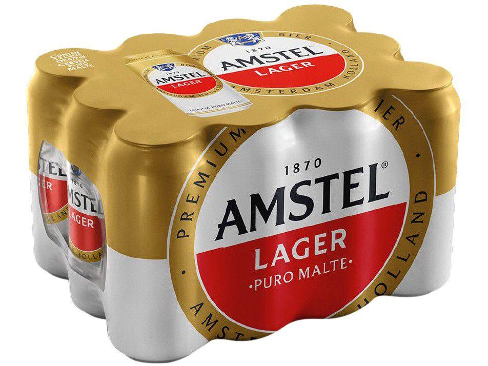 Cerveja Amstel Lager Puro Malte 12 Unidades Lata 473ml