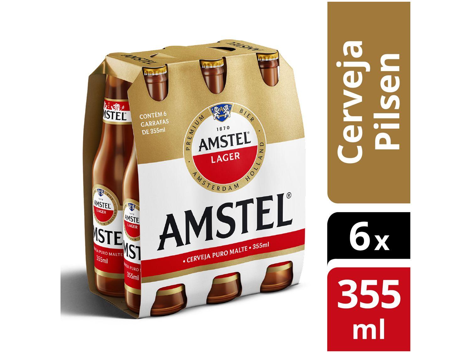 Cerveja Amstel Lager Puro Malte 6 Unidades 