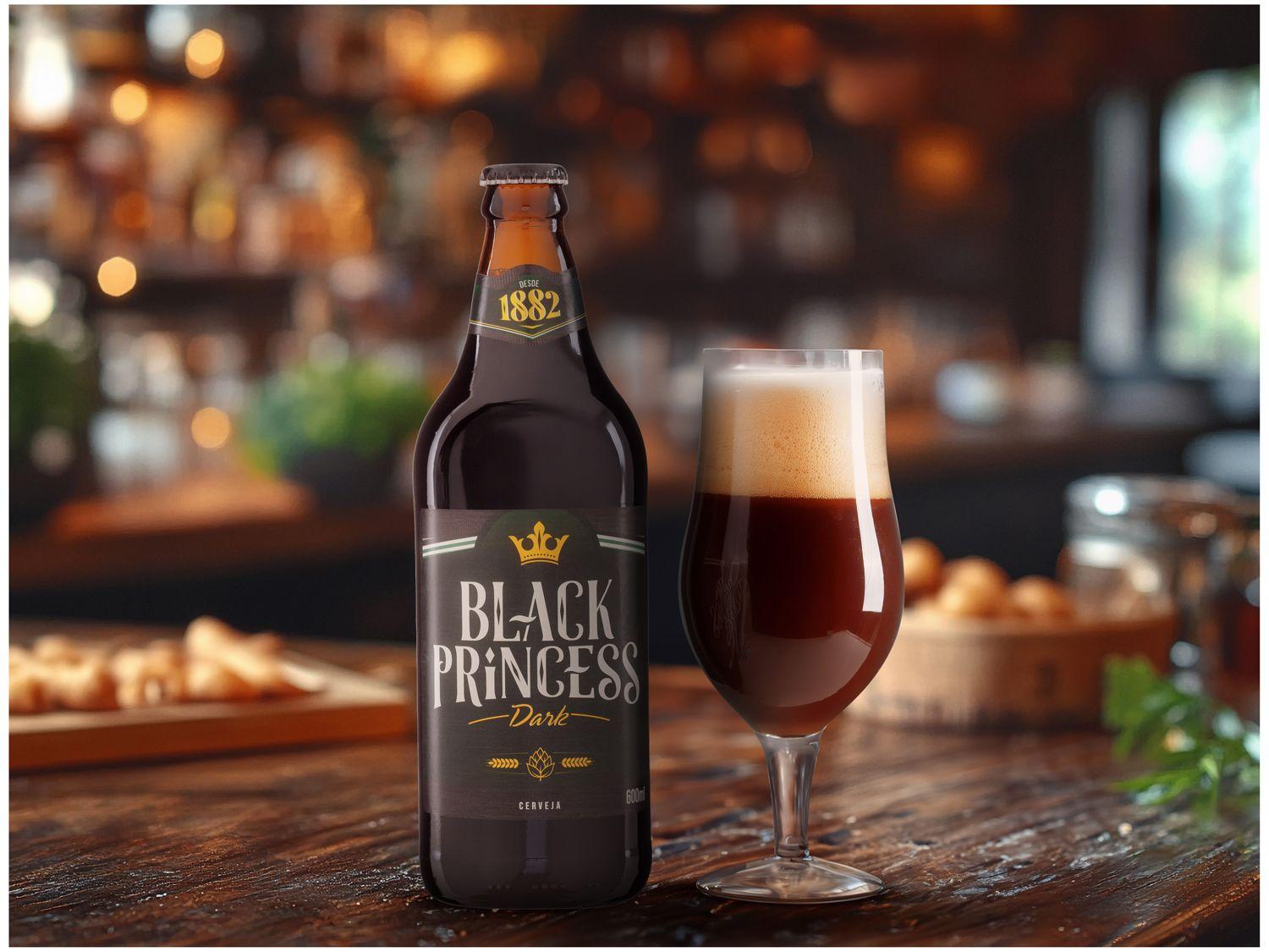 Cerveja Black Princess Dark American Lager 6 Unidades Garrafa 600ml