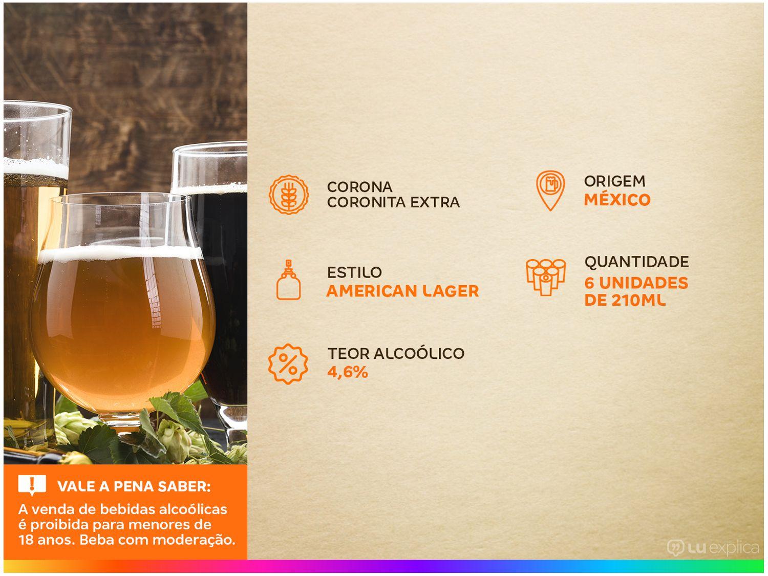 Cerveja Corona Coronita Extra Lager 6 Unidades - 210ml