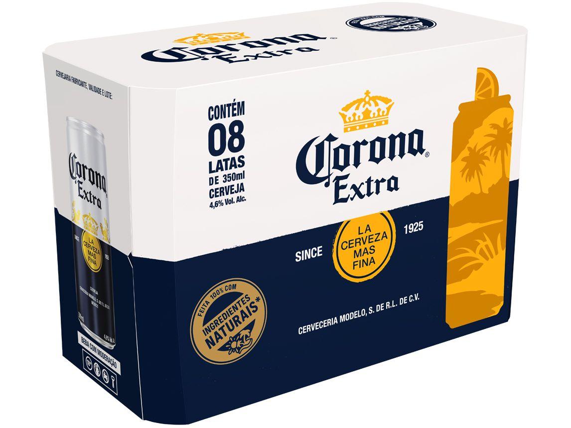 Cerveja Corona Extra Pilsen 8 Unidades Lata 350ml
