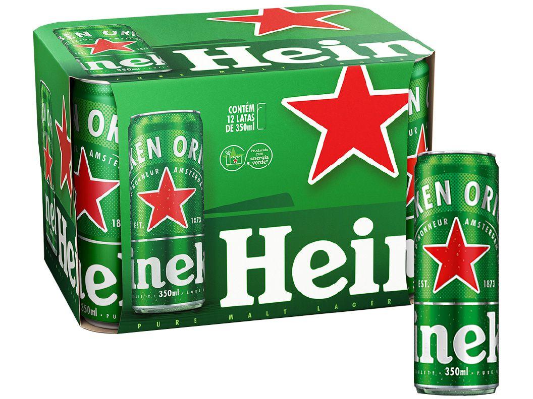 Cerveja Heineken Lata 350ml 12 Unidades Lager Puro Malte