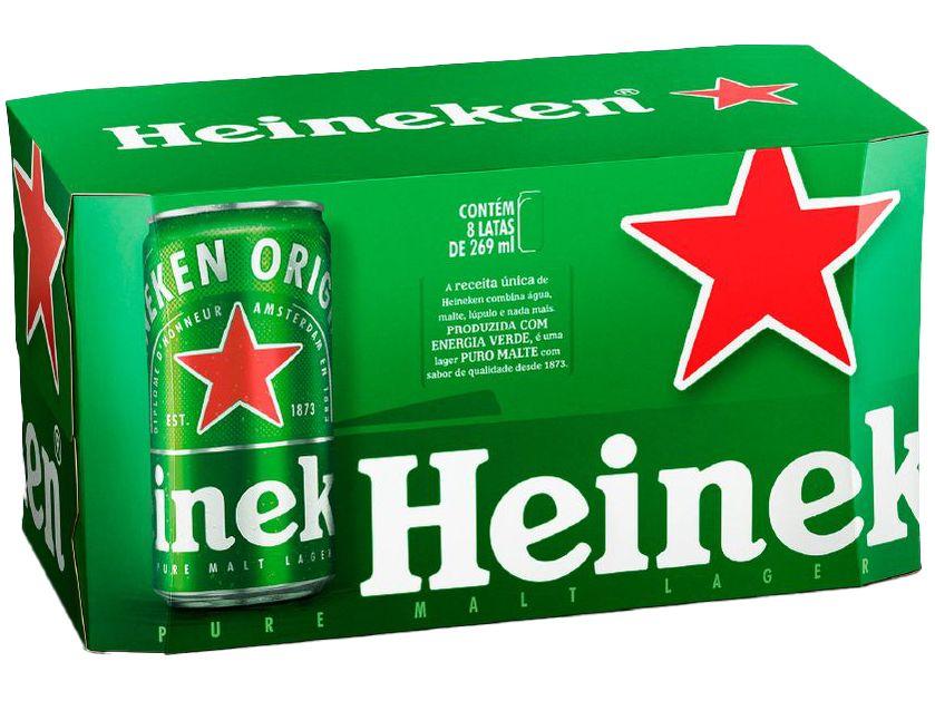 Cerveja Heineken Lata Puro Malte Lager 8 Unidades