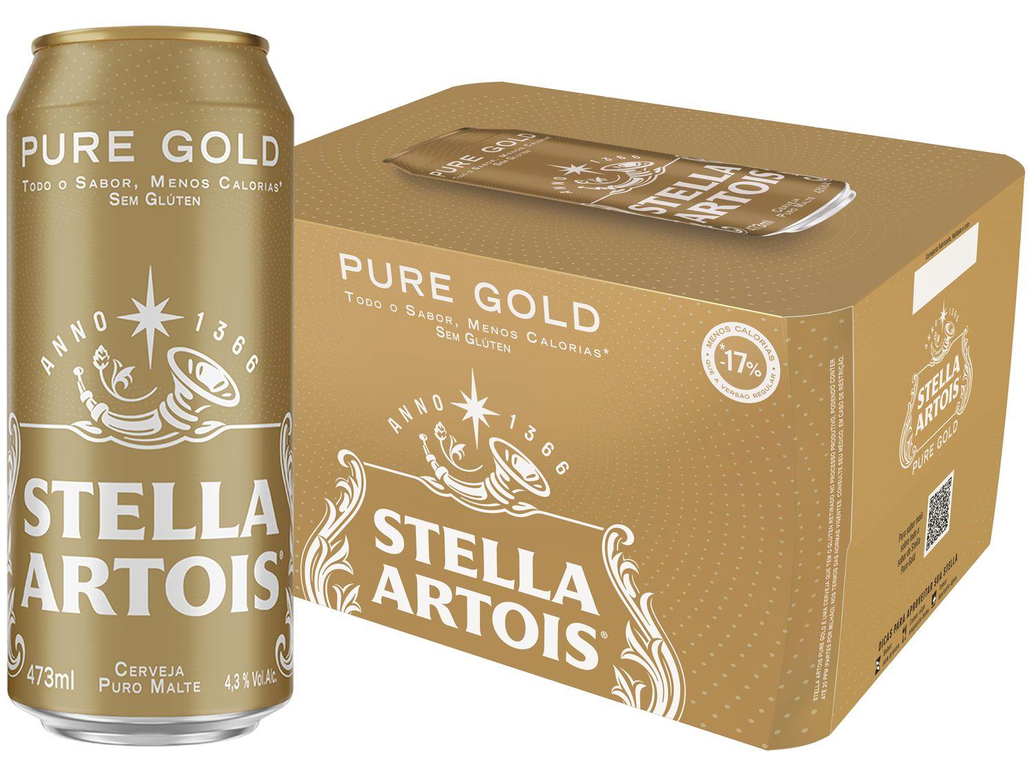 Cerveja Stella Artois Pure Gold Puro Malte 12 Unidades Lata 473ml