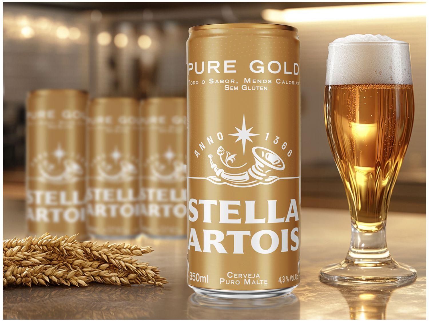 Cerveja Stella Artois Pure Gold Puro Malte 8 Unidades Lata 350ml