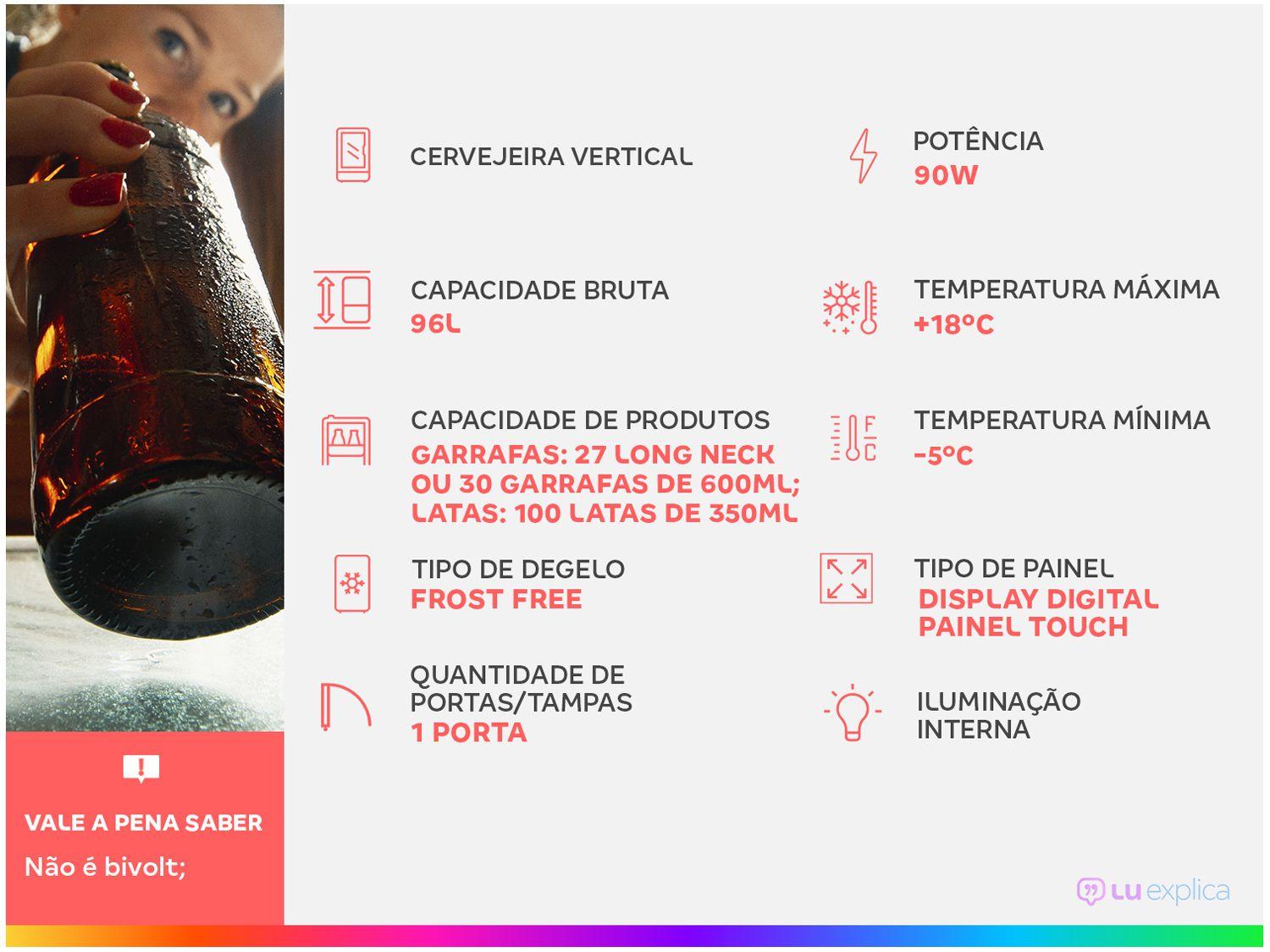 Cervejeira Midea Flex Vertical 96L Frost Free