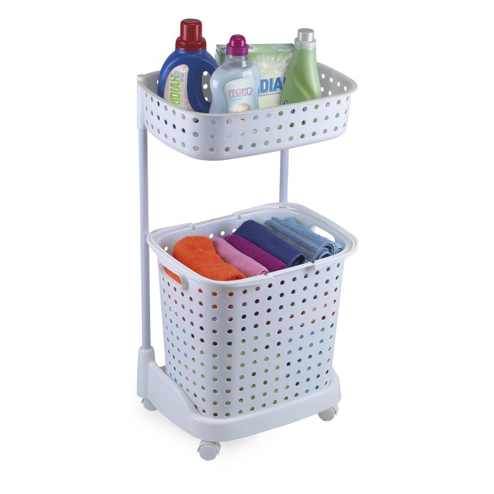 Cesto duplo para lavanderia viena - opcional= branco ou marrom escuro