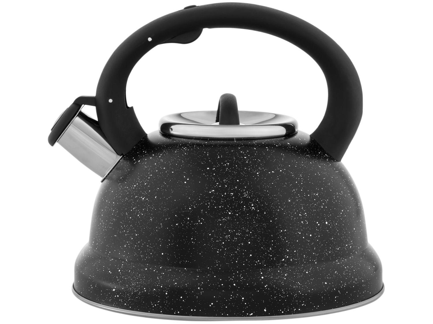 Chaleira Brinox Inox com Apito Preto Marble 2,7L Roma