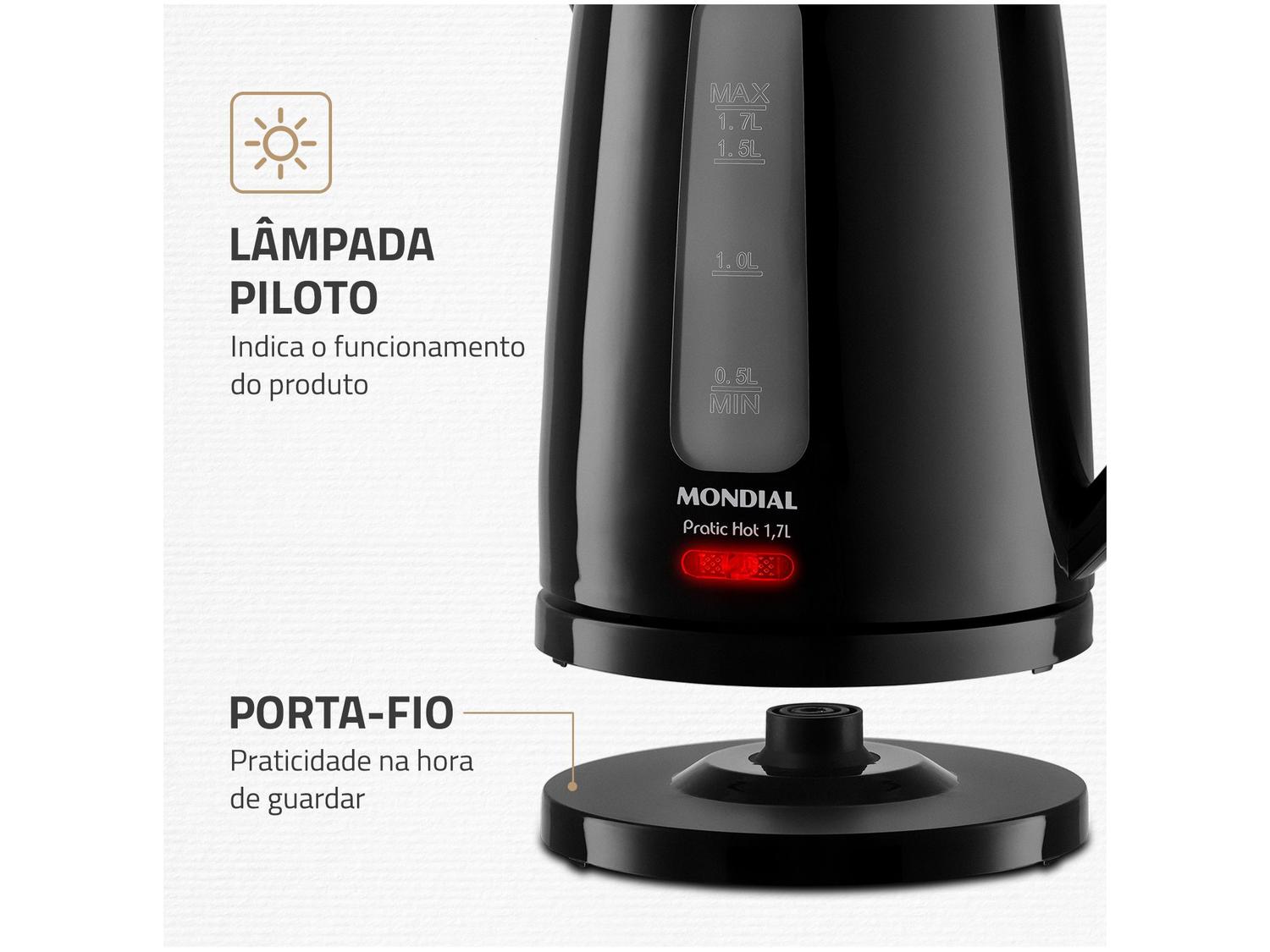 Chaleira Elétrica Mondial Pratic Hot CE-17 Preta 1,7L