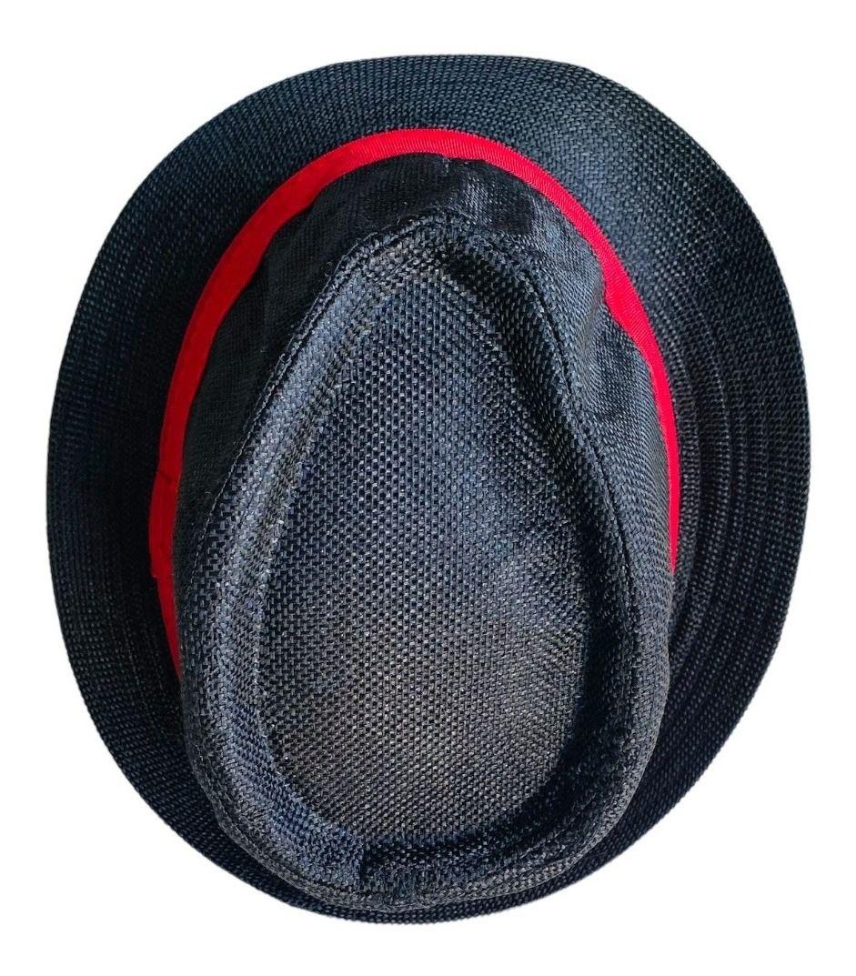 Imagem de Chapéu Malandro Panamá Preto Com Fita Vermelha Exu Tm 58