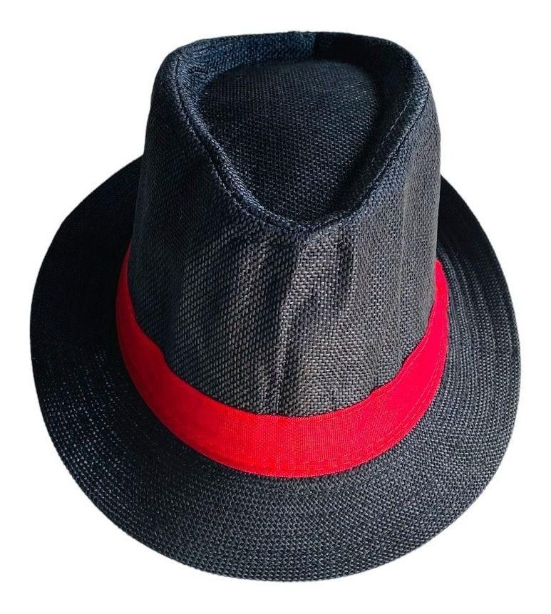 Imagem de Chapéu Malandro Panamá Preto Com Fita Vermelha Exu Tm 58