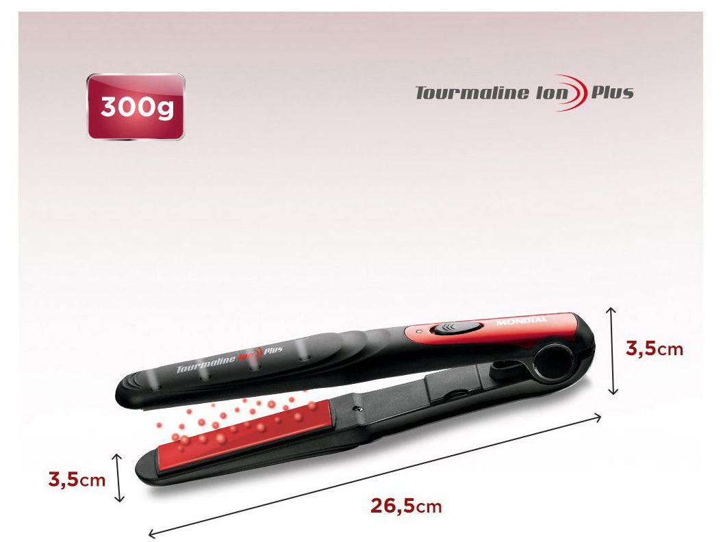 Chapinha/Prancha de Cabelo Mondial Tourmaline Ion Plus P-11 Cerâmica 200ºC