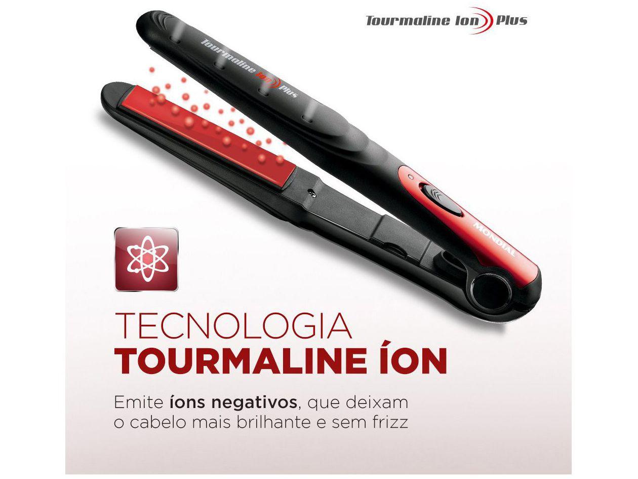 Chapinha/Prancha de Cabelo Mondial Tourmaline Ion Plus P-11 Cerâmica 200ºC