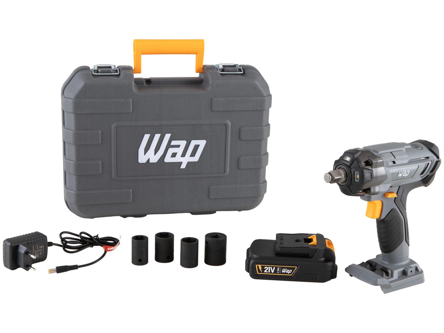 Chave de Impacto a Bateria Wap 6,5mm 350Nm 2000mAh K21 CH01 7 Peças