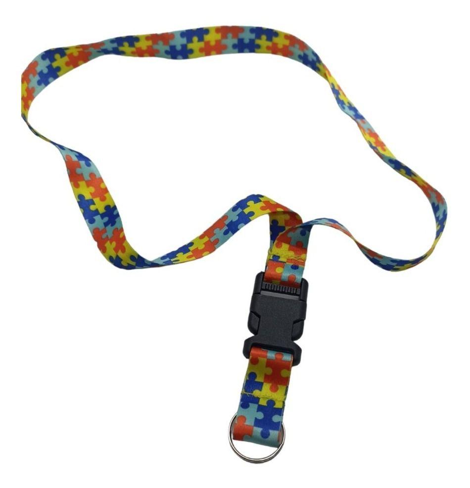 Imagem de Chaveiro Autista Autismo Cordão Moto Pescoço Engate Rápido