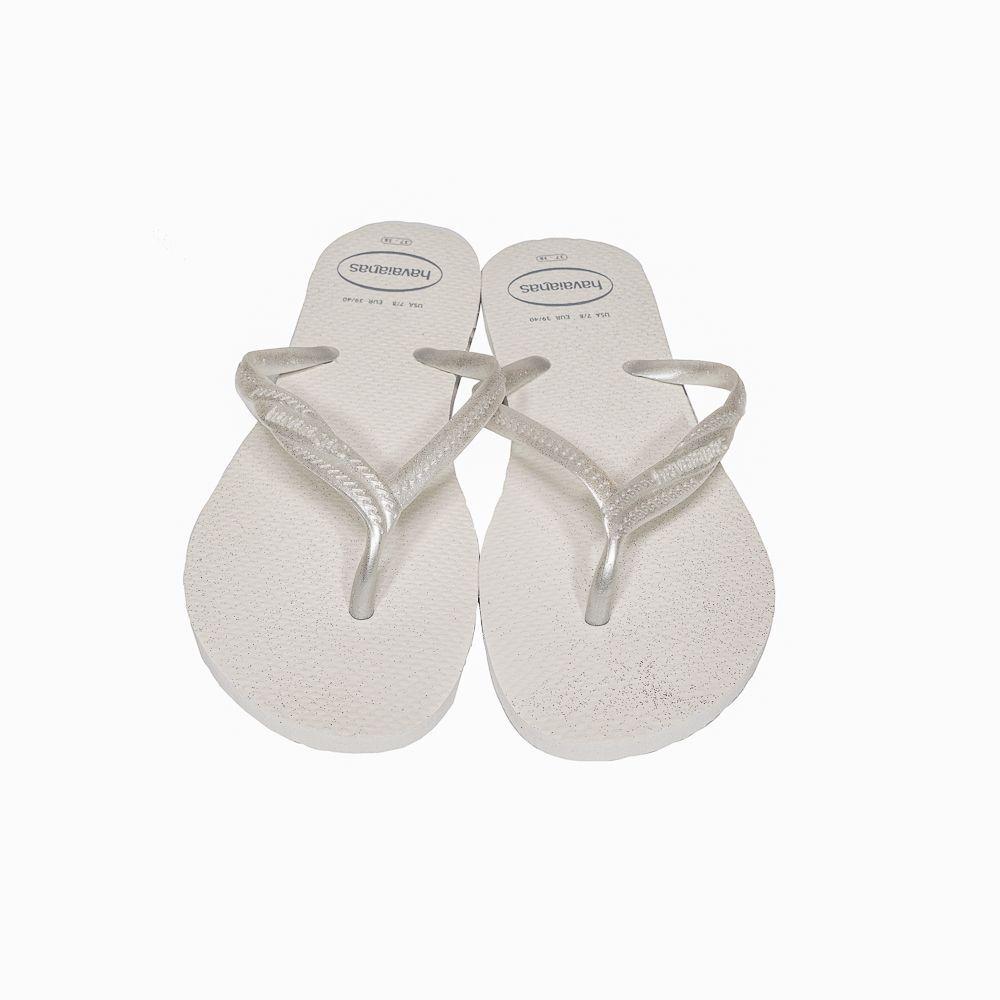havaianas branca com correia de glitter